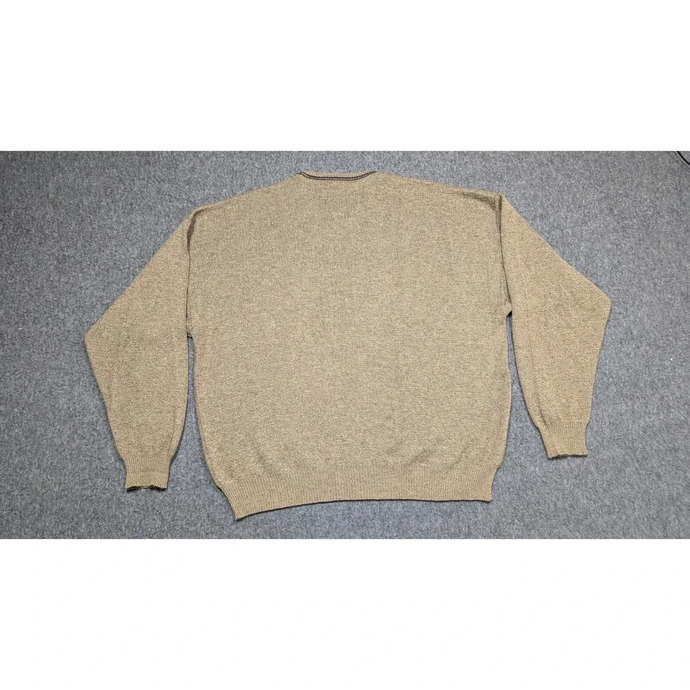 Vtg Sweater Mens Extra Large Tan Y2K‎ Wool Blend Grandpa Argyle Retro Crewneck